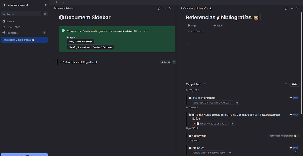How to use tags as sidebar sections? Learning RemNote RemNote